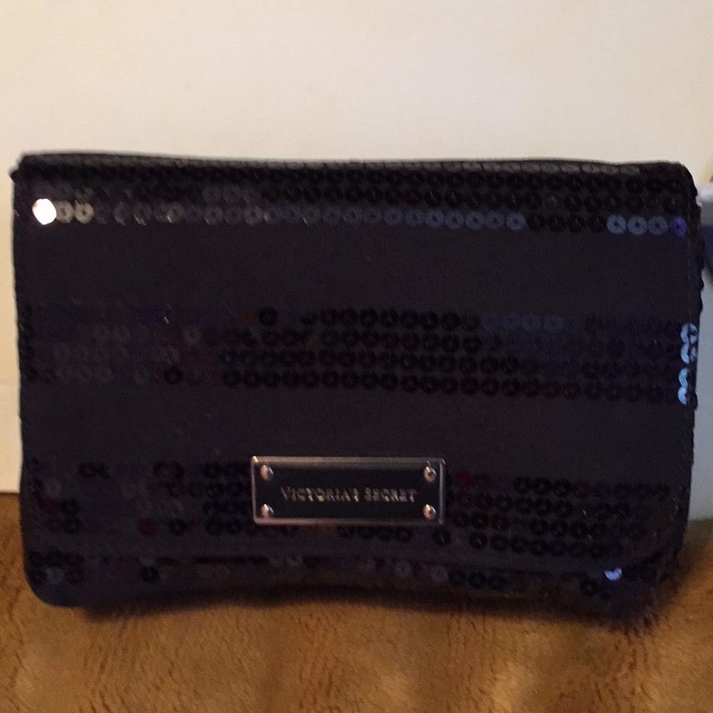 Victoria’s Secret black sequin clutch purse new